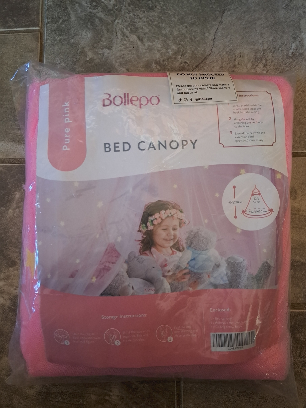 bollepo Pure Pink Bed Canopy - Soft Princess Canopy